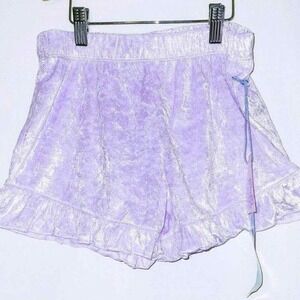 More Than Magic Shorts Girls L Lavender Crushed Velvet Ruffle‎ Lounge PJ NWT